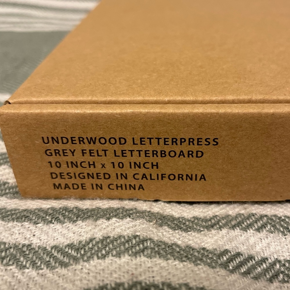 Underwood Letterpress NIB 10” x 10” Grey Felt Letter Board